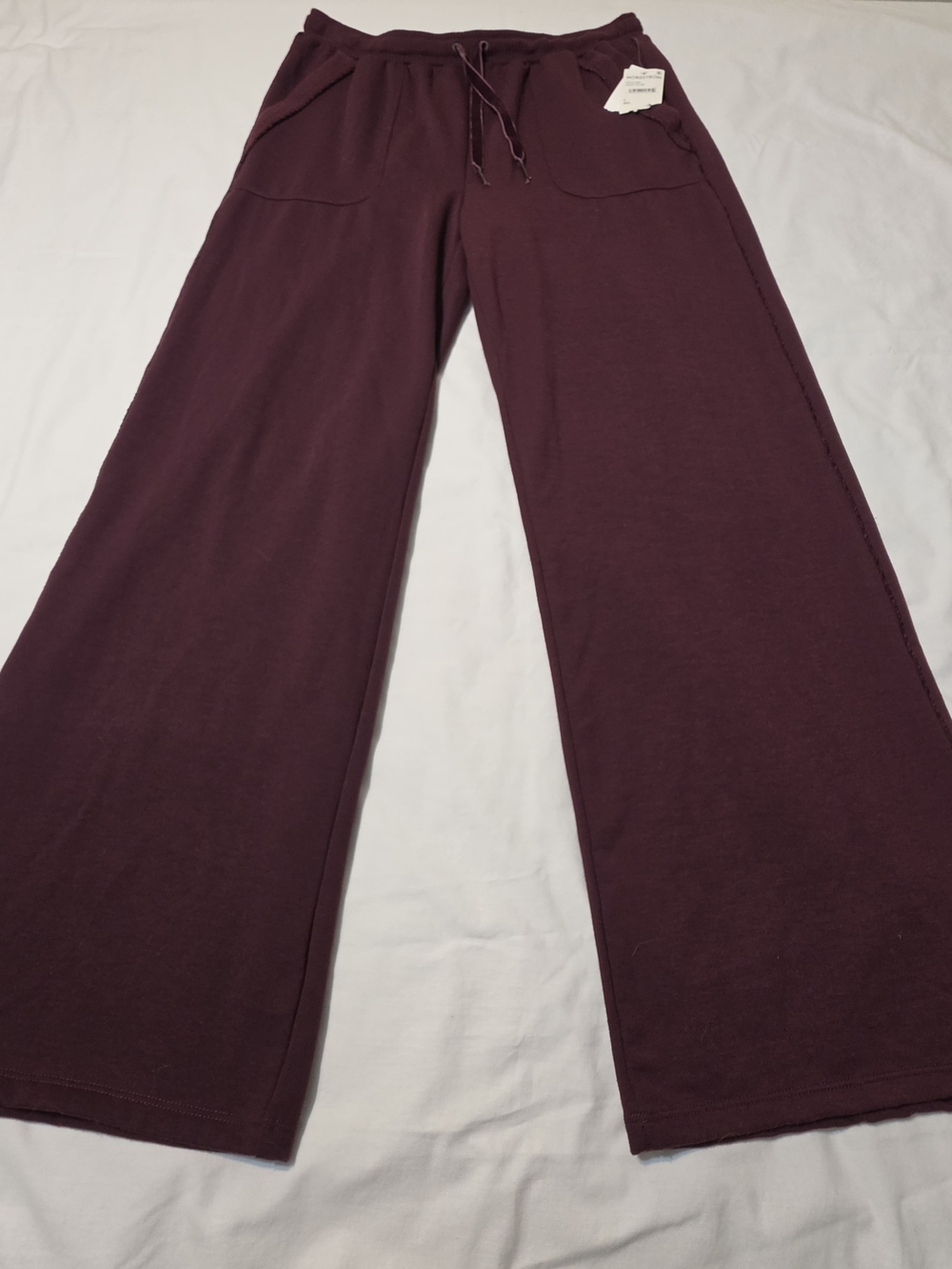 Splendid Wide-Leg Drawstring Lounge Pants in Plum